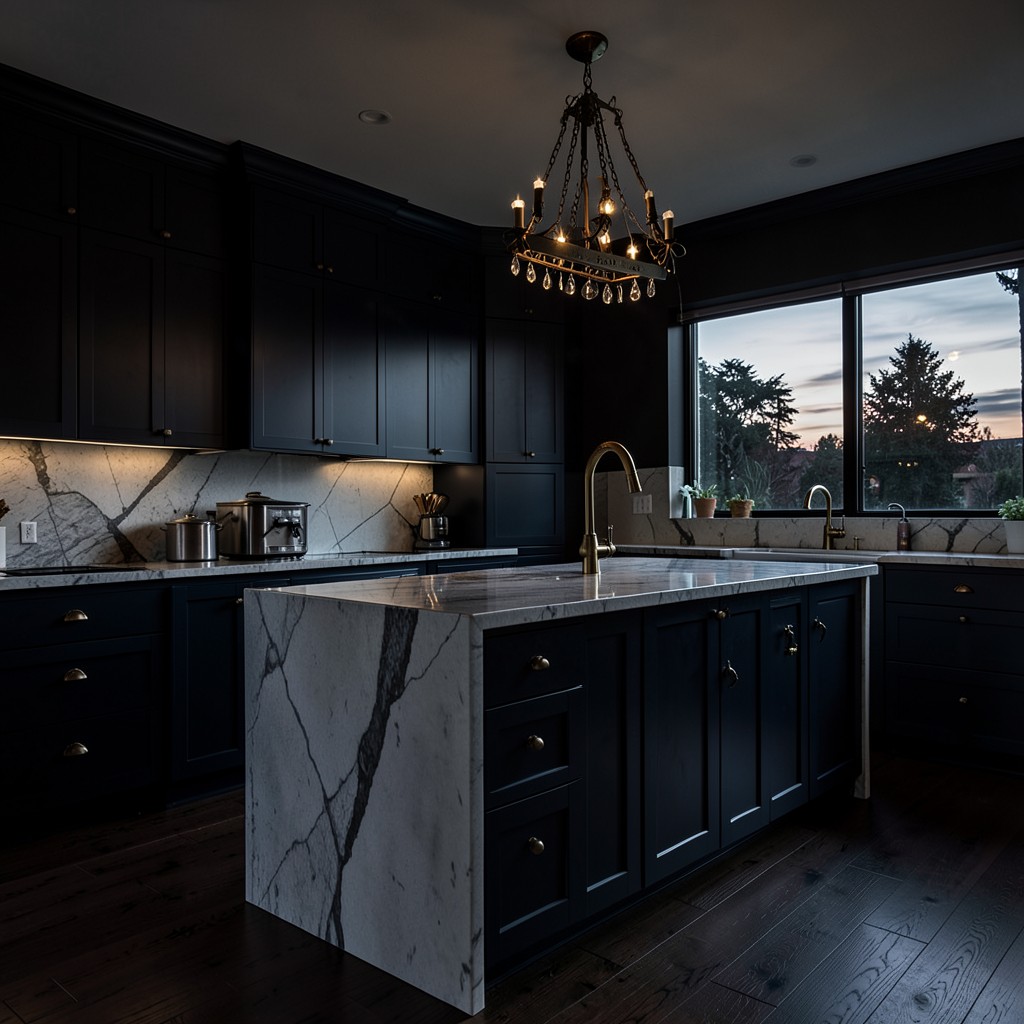 Captivating Cabinets &mdash; white shaker kitchen with marble waterfall island